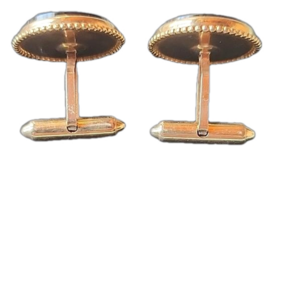 Vintage Krementz Round Black Plastic Cufflinks - Picture 2 of 4